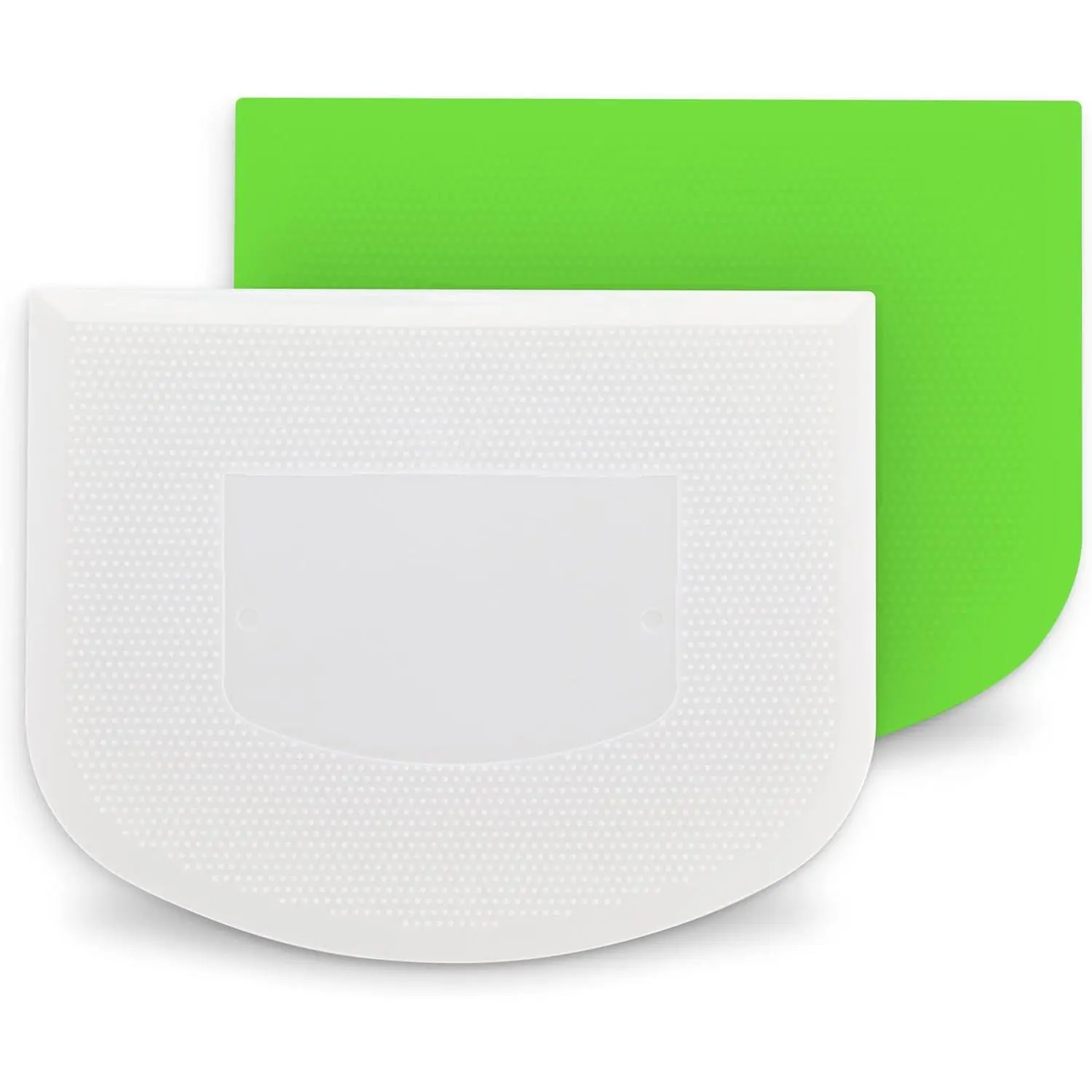 Ram-Pro White And Green Bowl Scraper Flexible  Safe Plastic Scraper  Multipurpose Good Grip Curved and Flat Edge Pizza and Dough  for Kitchen Pack of 2