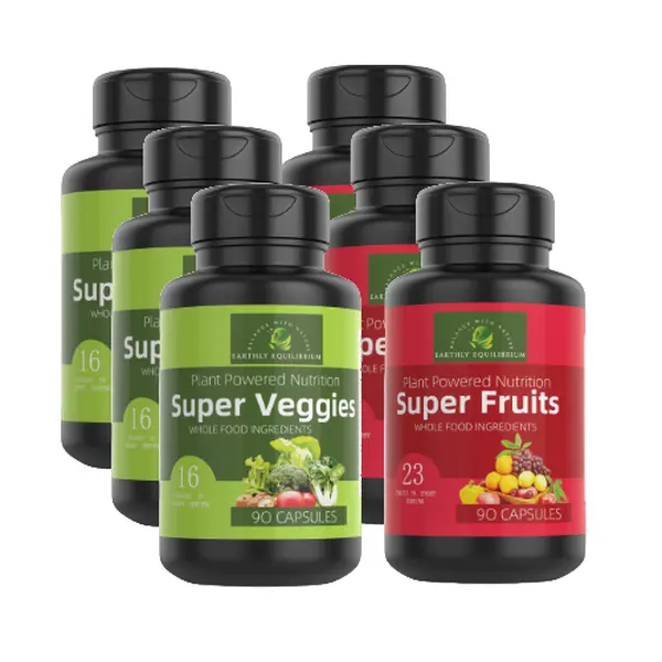Earthly Equilibrium All-Natural Dietary Supplement with Fruits & Veggies for Vitamins & Energy Support - 3 Month Supply    Healthcare Edible Fitness Capsule wholefood multivitamin