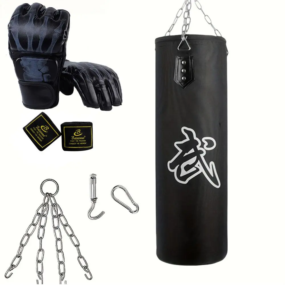 Boxing Sandbag Set, 1 Set Including Unfilled Sandbag, Boxing Gloves, Boxing Wraps, Chain & Hook, Boxing Equipment for Home Gym Workout