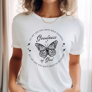 Goodness of God Women's Cotton Tee - All My Life You Have Been Faithful - Ribbed Knit Fit - Everyday Wear - Christian Street Style