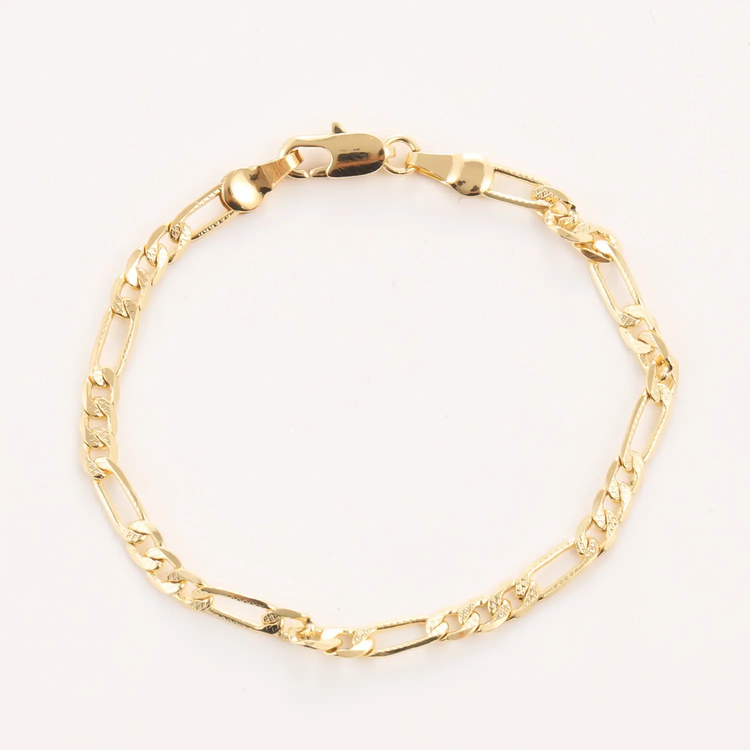 Trendytry 14K Gold Plated Figaro Chain Bracelet for Kids, Dainty Waterproof Stackable Link Bracelet for Everyday Wear