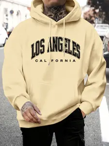 Men's Kangaroo Pocket Hoodie with Drawstring Cap, Comfortable Fitted Casual Wear, Urban Street Style, Breathable Material, Fall & Winter, Casual Streetwear Sweatshirt