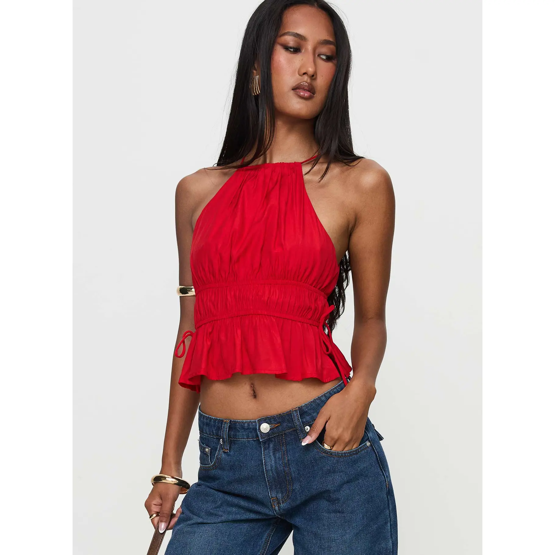 トップス andmary Rosie flower knit tops red ANDMARY】Rosie flower knit tops