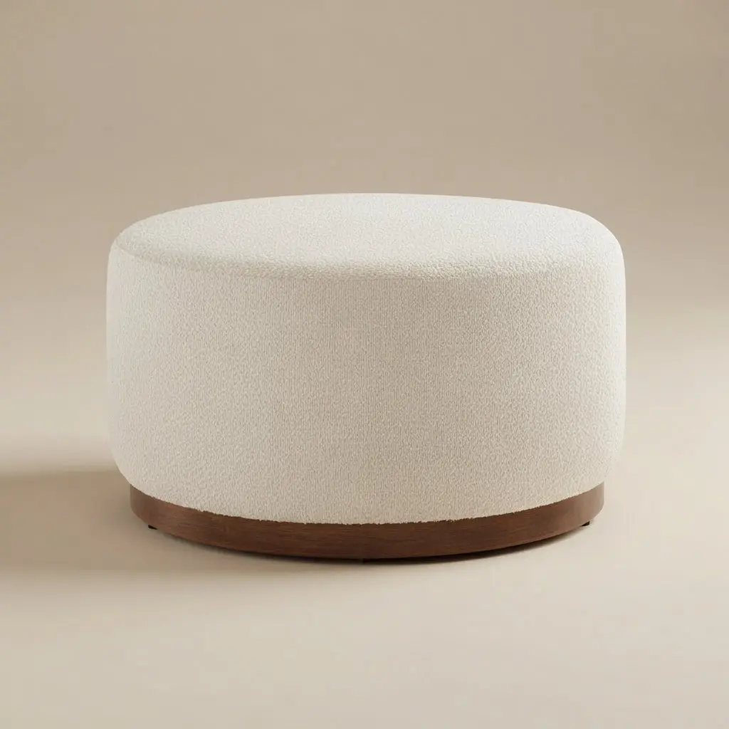 Tilden Large 29" Round Boucle Upholstered Ottoman by Modway