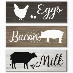 Wooden Farmhouse Kitchen Wall Decor Set, Cow Hen Pig Kitchen Decoration, Rustic Wooden Kitchen Sign, Home Dining Room Wall Decor
