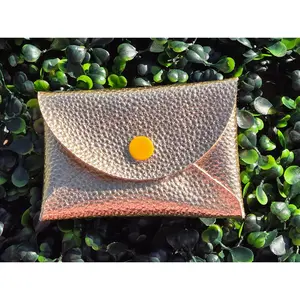 Metallic Yellow Gold Mini Wallet – 4x4 Faux Leather Snap Pouch