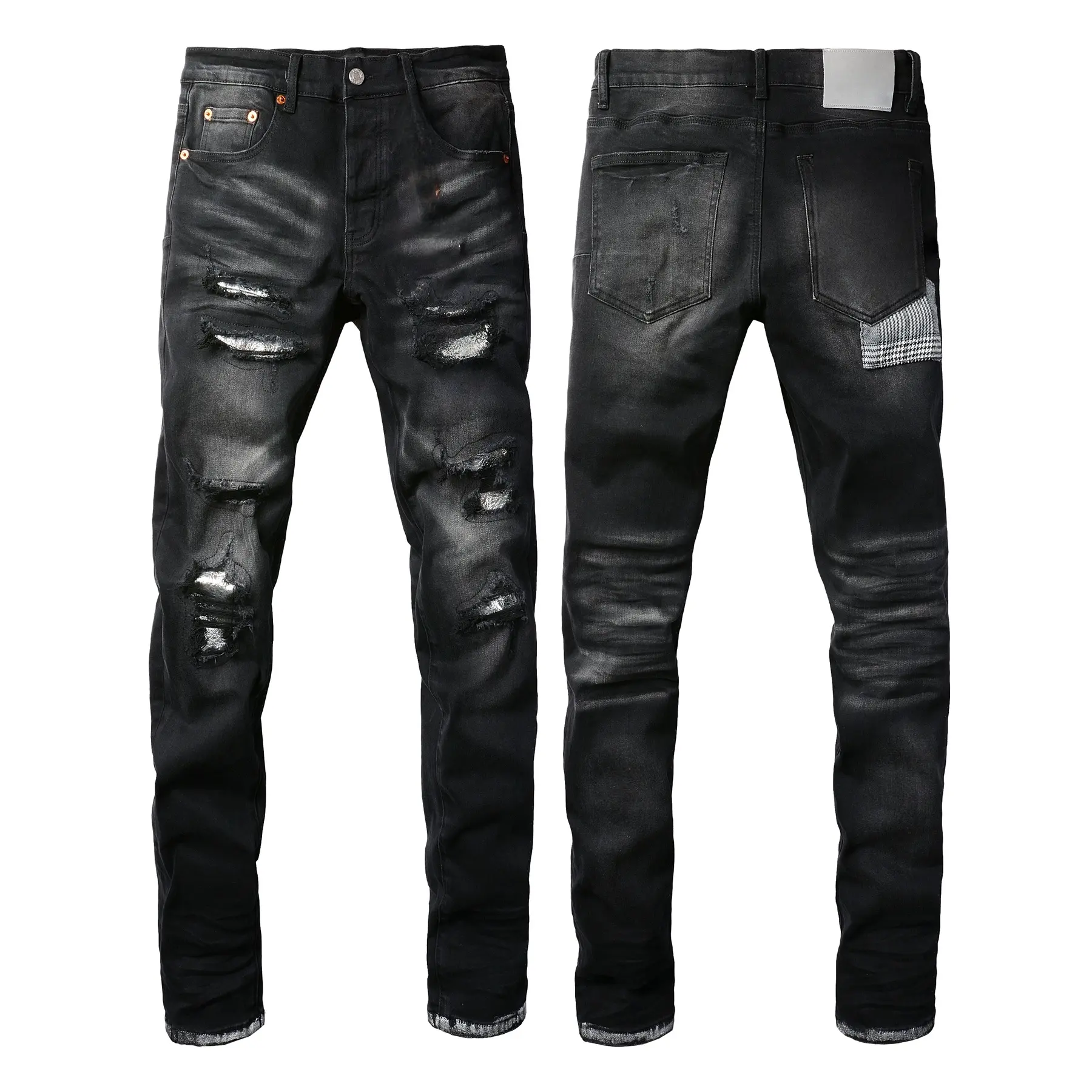 2026 new fashion men's jeans with ripped patch repair design, low-rise skinny jeans, sizes 28-40, branded jeans, street jeans, vintage jeans 9001