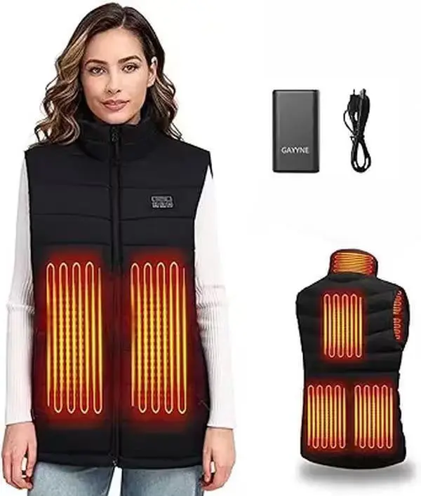 Women's Rechargeable Smart Heated Zip Front Vest - 16000mAh Battery, 3 Heat Settings, 100% Cotton Mock Neck, Winter-Ready & Practical, Instant Warmth, Cold Commute, Extreme Cold-Tested, Sleek Under-Jacket Fit, Handy Pocket, Machine Washable, Commuting