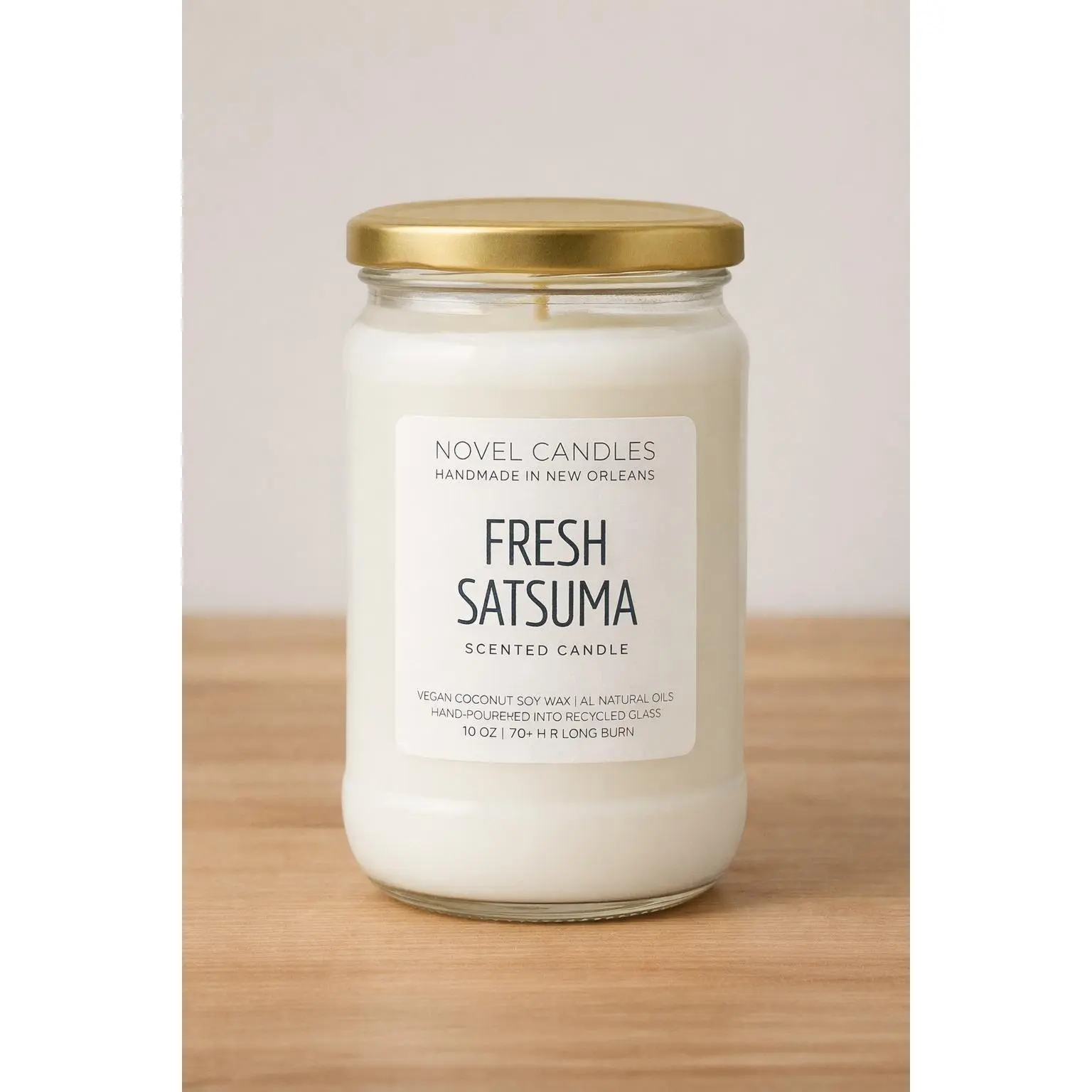 Fresh Satsuma Scented Candle: Sweet Orange, Bergamot & Basil, Vegan CocoSoy Wax