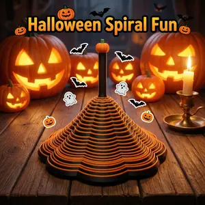 Upgraded 3D Printed Halloween Pumpkin Spiral Fidget Toy Adults with Detachable Design, Dual Motion Sensory Toy with Auditory Feedback, Spooky Pumpkin Spiral for Stress Relief and Focus, Gift for Halloween Party and Office Desk (1Pack)