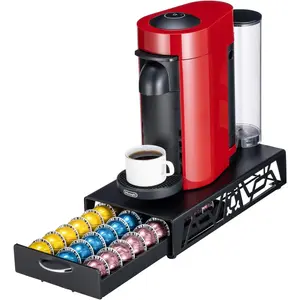 Vertuo Pod Drawer Black Coffee Capsule Organizer &-Saving for Pod Holder Coffee Machine Stand(30 Vertuo Pods Capacity)
