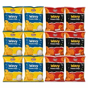 Uncle Pop Wavy Potato Chips Variety Pack, Vacuum Fried Potato Chips, Original & Savory Chili, 12 Pack, 2.82 oz Each