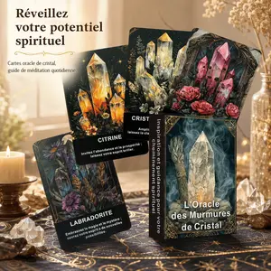 French Crystal Whisper Oracle Cards, 44 Tarot Cards, Spiritual Guidance Divination Deck, Self-Exploration Gift, Meditation Tool, Crystal Energy Connection