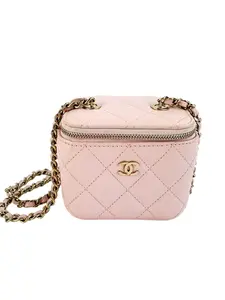 Pre-owned Light Pink Quilted Caviar Mini Vanity Case Mini Bags Chanel Light Pink Quilted Caviar Mini Vanity Case