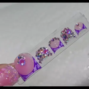 Purple Animal Print Bling French Tip Press on Toe Nails, Sturdy False Fake Press on Toe Nails, Reusable