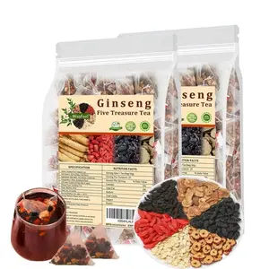Ginseng Five Treasure Tea, Kidney Tea Formula Ginseng Six Treasure Natural Detox for Men & Women, Organic Chinese Herbal Tea, 6 Precious Ingredients Formula (2 Bags 50 Pcs)