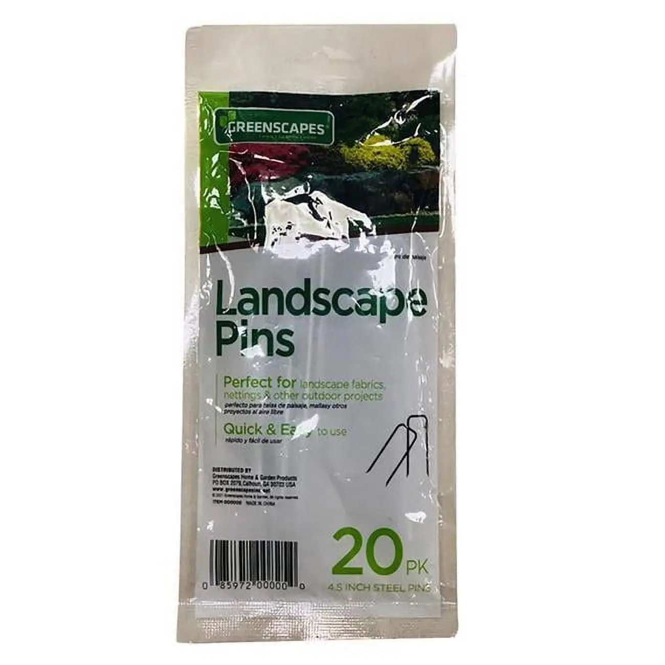 Greenscapes 7024624 Landscape Fabric Pins, 4.5x1 in, 0.28 lbs Pack of 20, Durability, Strength, Garden Use