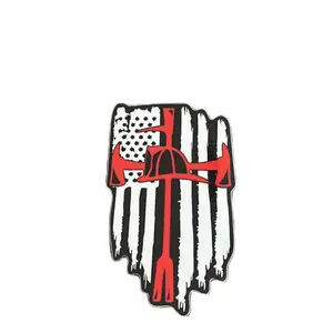 Firefighter Helmet Sticker with haligan, helmet, and axe.