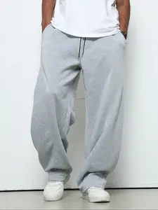 "Light Gray Baggy Wide Leg" Drawstring Loose Sweatpants - Men's Streetwear Pants