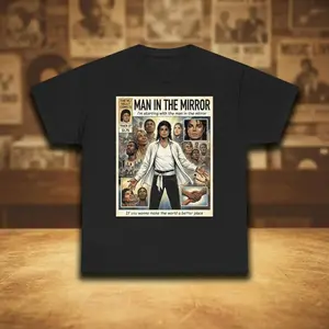 [SALE UP TO 50%] Man In The Mirror Comfort Color T-Shirt, Michael Jackson Comic Art Graphic Tee, Vintage Pop Music Shirt, Unisex Outfit