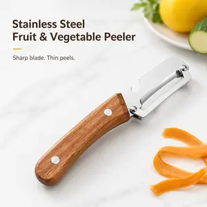 The Ultimate Peeling Experience｜Sharp Blade Saves Fruit, Handles All Textures. Ergonomic Wood Grip, Say Goodbye to Hand Fatigue
