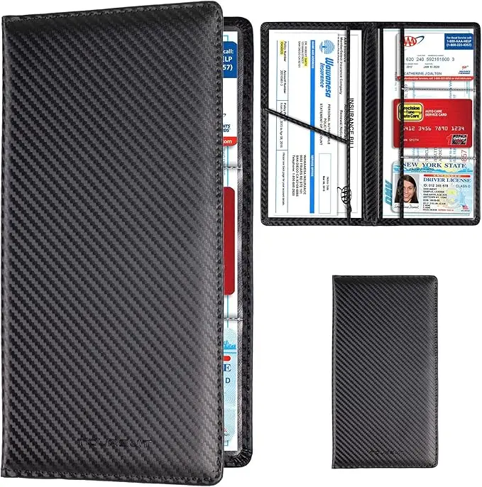 Car Registration and Insurance Card Holder, Vehicle License Document Glove Box Compartment Organizer, Interior Car Accessories for Women Men