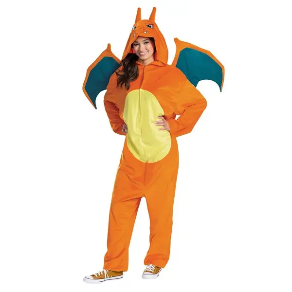 Pokémon Adult Charizard Deluxe Costume, Jumpsuit, Wings, Clothes, Fabric