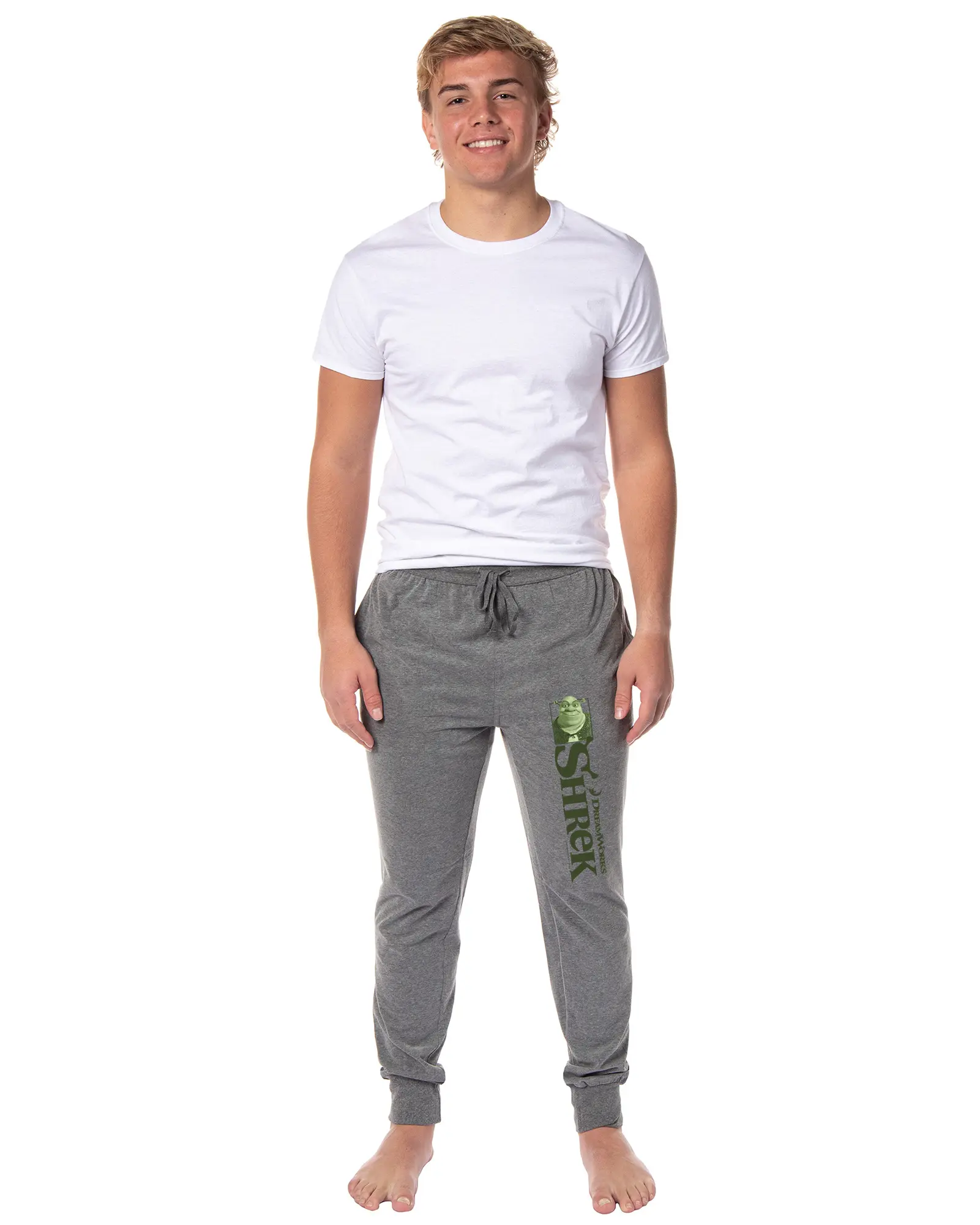 PJammy Men's Shrek Logo Pajama Pants, Stretch Cotton Polyester Blend Jogger Lounge Bottoms with Pockets