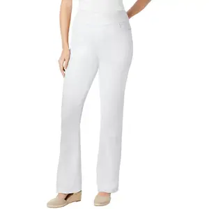 Woman Within Tall Flex-Fit Pull-On Bootcut Gap-Free Stretch Denim Jeans - 32 T, White