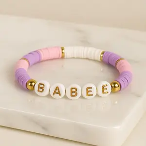 Babe Bachelorette Beadie Bracelet with White Beads and Gold Accents for Special Occasions Perfect for Adults