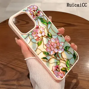 Premium Magnetic Phone Cases for iPhone11/12/13/14/15/16//17/Air/promax/Plus Vintage Floral Stained Glass 2D Print y2k cased MagSafe Ready, Anti-Fall, Springtok and Ultra-Thin Design | Perfect for Everyday Use Protector Screen Protector