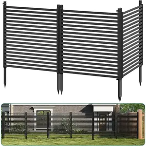 Home Decor Privacy Fence Panels for Outside, 48" h×106" w 3-Panel No-Dig, Rustproof Decorative Garden Barrier, Air Conditioner Fence Panels, Pool Equipment Enclosure, Trash Can Screens, Easy Install