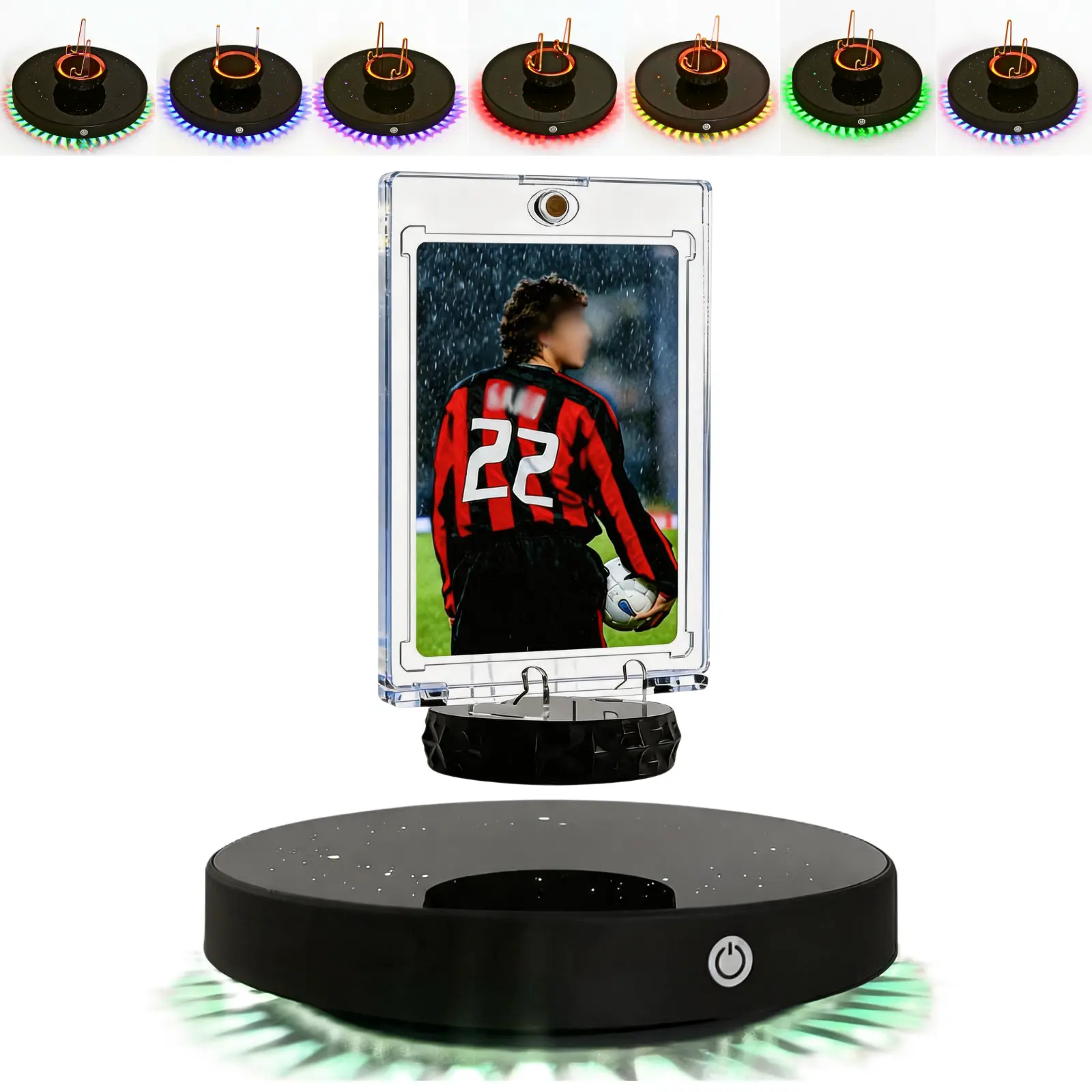 MAGECMOON Magnetic Levitation Photo Frame - Floating LED Starry Sky Gradient Display Screen suitable for collectible cards family and couple photos 360° rotation home and office decoration  Father’s Day Gift