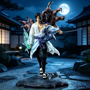 One Piece Naruto Shippuden Sasuke Uchiha Figure, Curse Mark Sasuke Statue with Sword & Demon Hand, Anime Collectible for Fans，Uchiha Sasuke Curse Mark Form PVC Figure, Naruto Sasuke Action Figure with Lightning Effect & Battle Base
