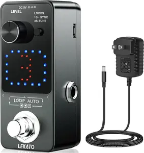 LEKATO Looper Pedal, Guitar Looper Pedal Set with 9V 0.6A Pedal Power Supply Adapter and USB Cable, Guitar Effect Looper Pedal with SYNC & Tuner Function Loop Pedal 3 Loops 18 Minutes Record Time Christmas Gift