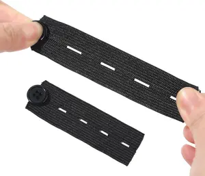 5 elastic button extenders with 4 button holes, pants adjustable extenders, men's and women's jeans button waistband extenders, pregnant women's waistband pants (black)