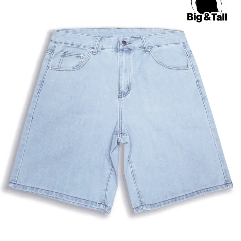 Men's Summer Casual Streetwear Pocket Loose-Fit Light Wash Denim Shorts, Fashion Wide Leg Essential Jeans, Medium Waist Button Closure, Perfect for Daily Wear, Denim Clothing