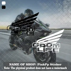 1PC Commute Motorcycle Decor-Style "GROM LIFE" Motorcycle Logo Sticker For Commute Bags/Notebooks/Stationery/Cups The motorcycle elements of "GROM LIFE" add the dynamic vibe of riding to commuting daily life Decor Sticker
