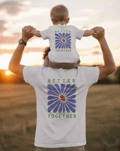 [Ship From US] PRINTED Better Together Dad and Child Matching Outfit Set Shirt - Father and Child Retro Floral Print T-Shirt - Matching Family Outfit Gift for Dad and Baby