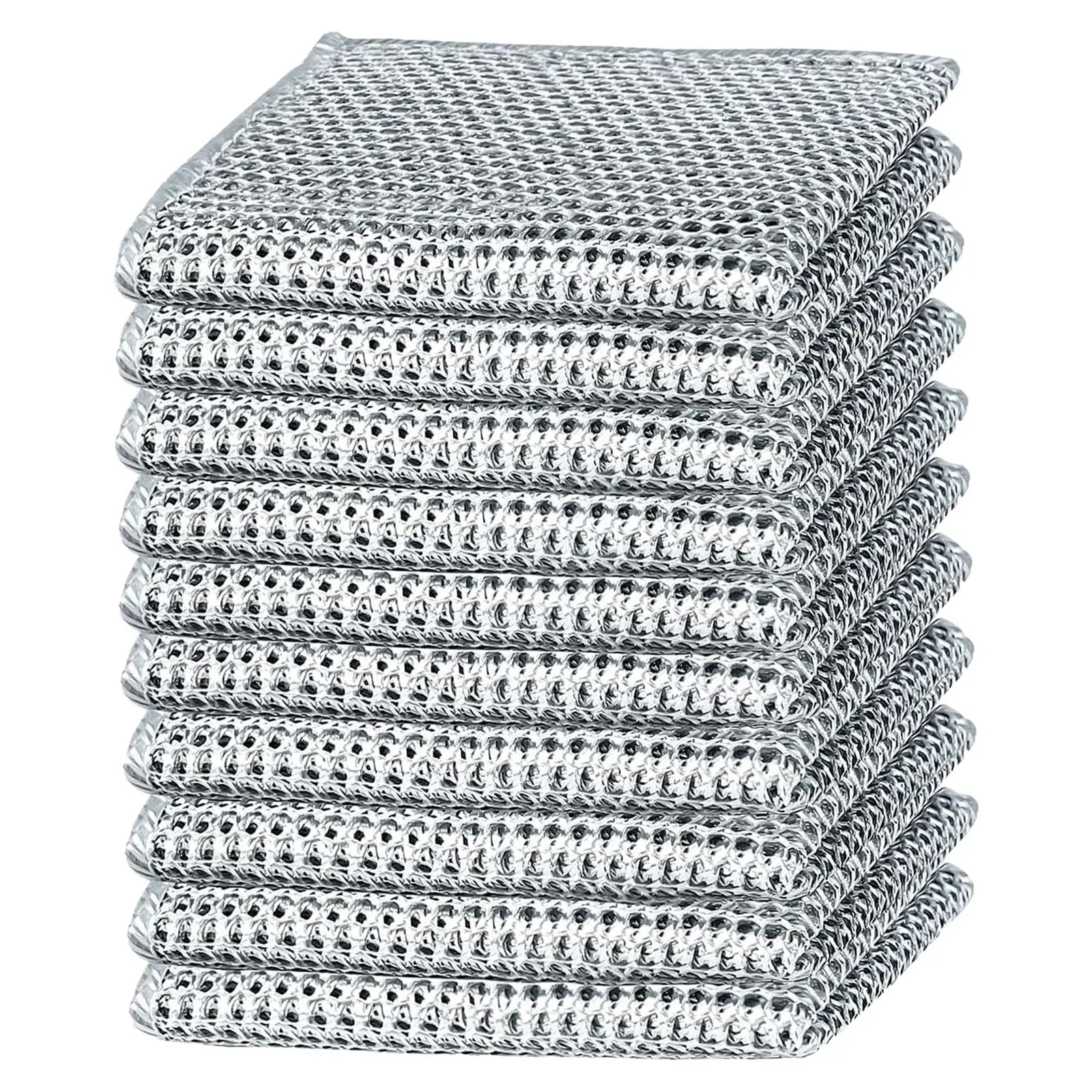 10PCS Set Non-Scratch Steel Wool Dishcloth - Multi Purpose Wire Dishwashing Rags Kitchen Towels and Dishcloths Sets Durable Cleaning Pads Bathroom Home Essentials Cleaning Supplies Tools Scrubbing Pads Dish Sponges Stainless
