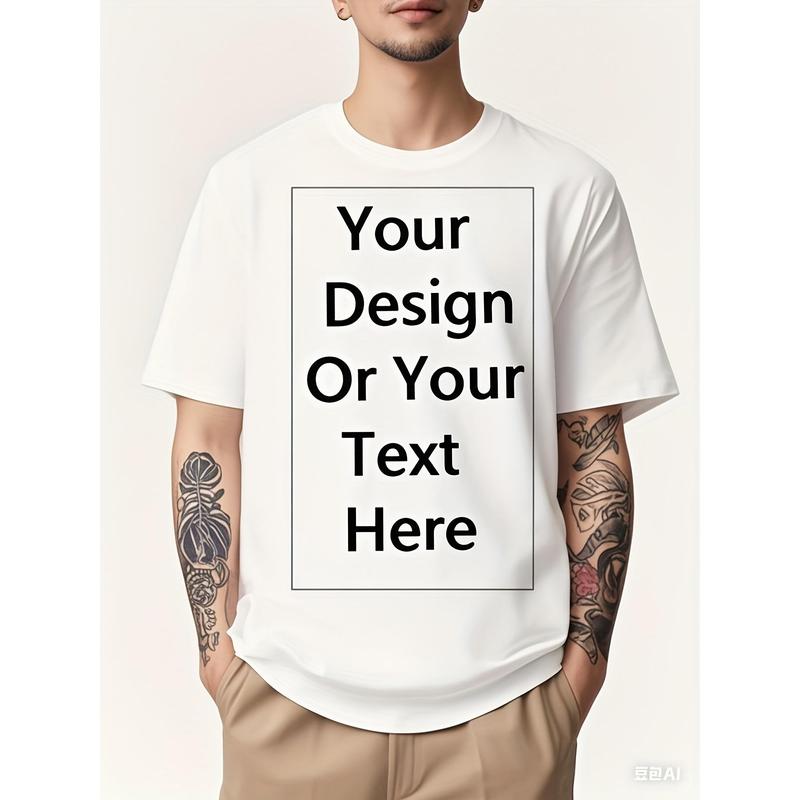 Customizable Adult T-Shirt - Pre-Shrunk Fabric, DTG Printed Personalized Text/Graphic Tee, Summer Casual Round Neck, Machine Washable, Black with Yellow Print, Custom T Shirt, Everyday Outfit, Bold Print, Comfortable Fit, Fashion