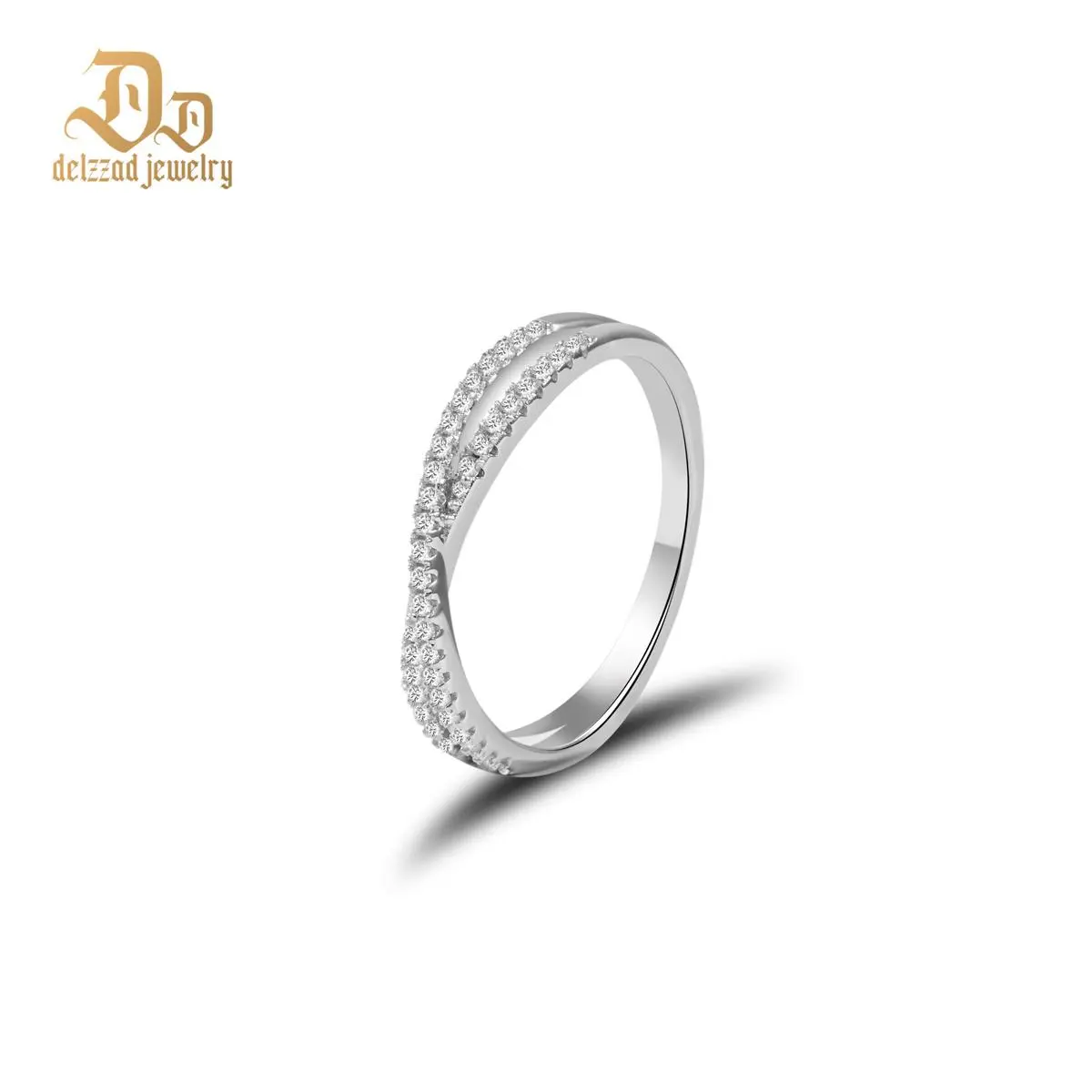 Delzzad Crossover Ring Engagement Wedding Ring Band Synthetic Moissanite S925 X Ring Criss Cross Ring Twisted Band Jewelry Perfect Birthday Engagement Wedding Anniversary Christmas Gift