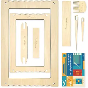 Rectangle Weaving Loom Kit - 2 Sets with Weaving  and Tools,  for Beginners and Weaving Enthsiasts, 11''x16.5'' and 7.8''x11.7'' Large Sizes