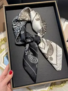 Women's Boho Colorblock Print Scarf, 27.6 Inch Elegant Neck Accessory, Paisley Pattern, Multifunctional Fashion for Spring & Summer, Boho Style Scarf