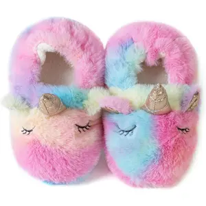 L-SOK010  Baby Girl's Premium Soft Plush Slippers Cartoon Warm Winter House Shoes