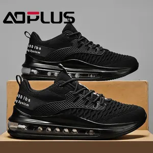 AOPLUS Breathable Woven Knitted Men's Sports Shoes with Anti-Slip Rubber Soles for Outdoor & Street Wear Comfortable Urban Fashion Closed-Style Running Shoes for Training