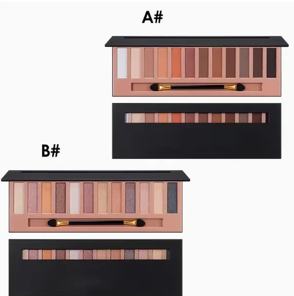 12 Shades Nude Eyeshadow Palette with Professional Eye Brush, Matte & Shimmer Finishes, Waterproof Sweatproof No Fall Out, Universal Earth Tones for Smoky Eye Makeup, Professional Cosmetic Eye Shadow Palette