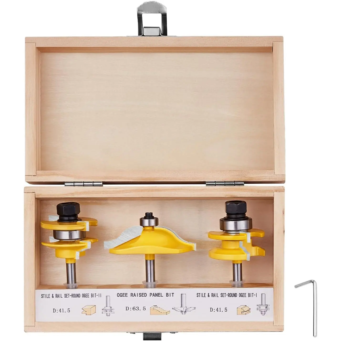 VEVOR Router Bits Set, 3 Pieces, Carbide Router Bit Kit with 1/4 Inch Shank, Wood Carrying Case, Woodworking Tools for Professional and Beginners Carpenter, for Wood MDF Particle Board Plywood