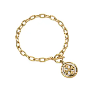 medallion paperclip bracelet