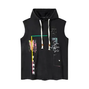 Streetwear Graffiti Sleeveless Hoodie Vest | Relaxed Fit Casual Hooded Top | Unisex